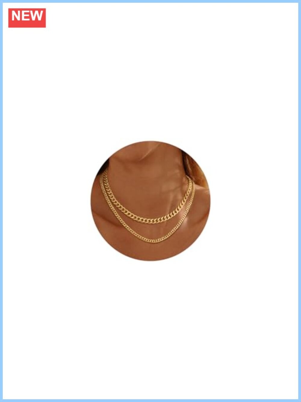 14K Gold Plated Cuban Link Chain Necklace Set for Women Layered